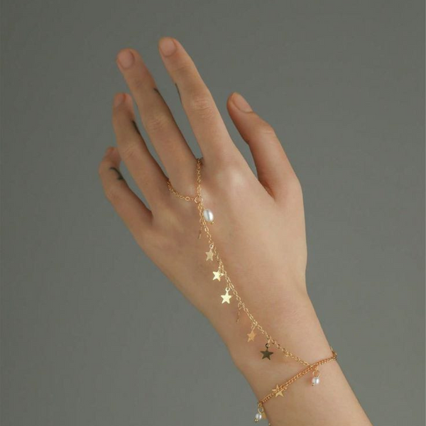 Gold Star Hand Chain Bracelet